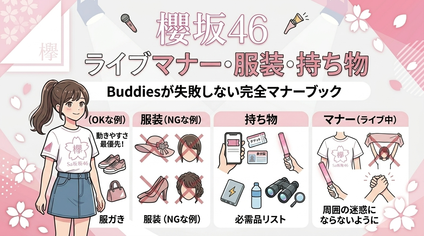 櫻坂46ライブの服装は何が正解？初心者が浮かない服・NGコーデ・季節別対策まとめ