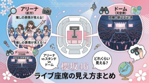 櫻坂46 ライブ会場の見え方ガイド｜座席ごとのリアルな距離感と双眼鏡の必要性