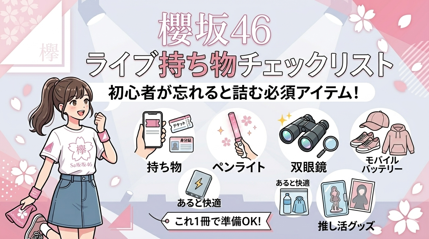 櫻坂46ライブの持ち物リスト【女子編】必需品から参戦服、自作グッズまで徹底解説